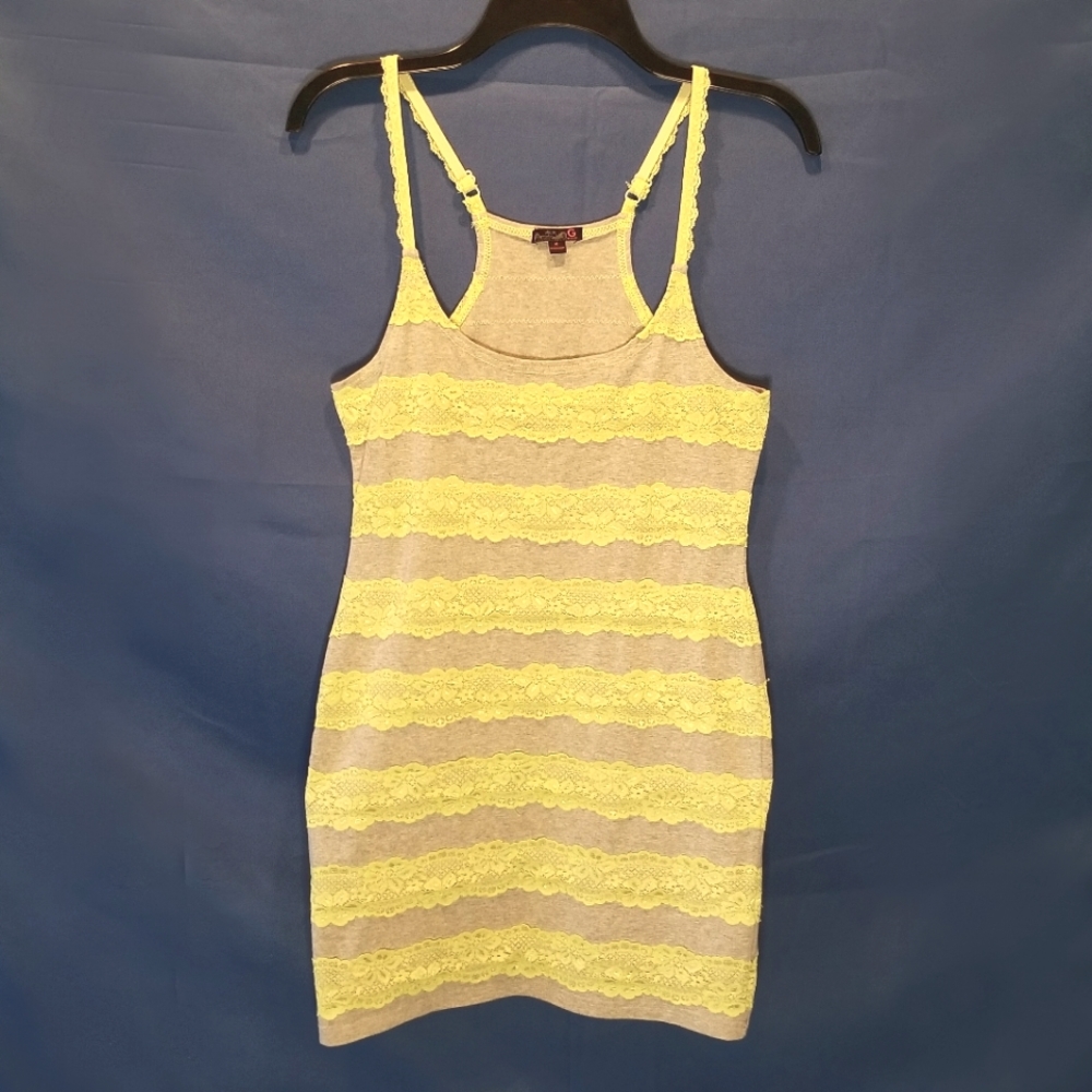 G by Guess Lace Trim Bodycon Dress Lace Spaghetti Straps With Racerback